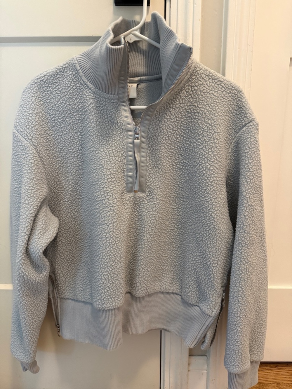 Varley Light Gray Sherpa Quarter-Zip Pullover